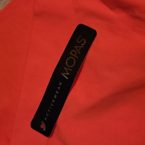 🩷 3/$15 Mopas Women's Ribbed Waistband Capri Length Orange Leggings, S/M, NWT - Picture 6 of 8